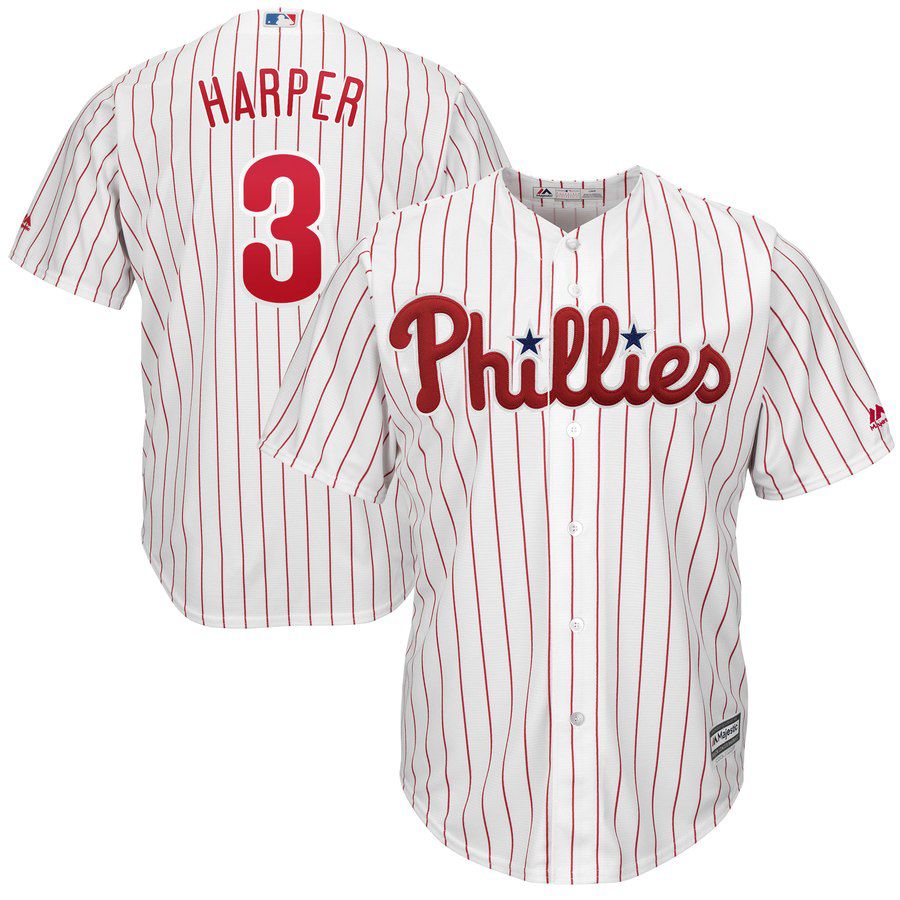 2019 MLB youth Philadelphia Phillies #3 Bryce Harper white red strips Jerseys